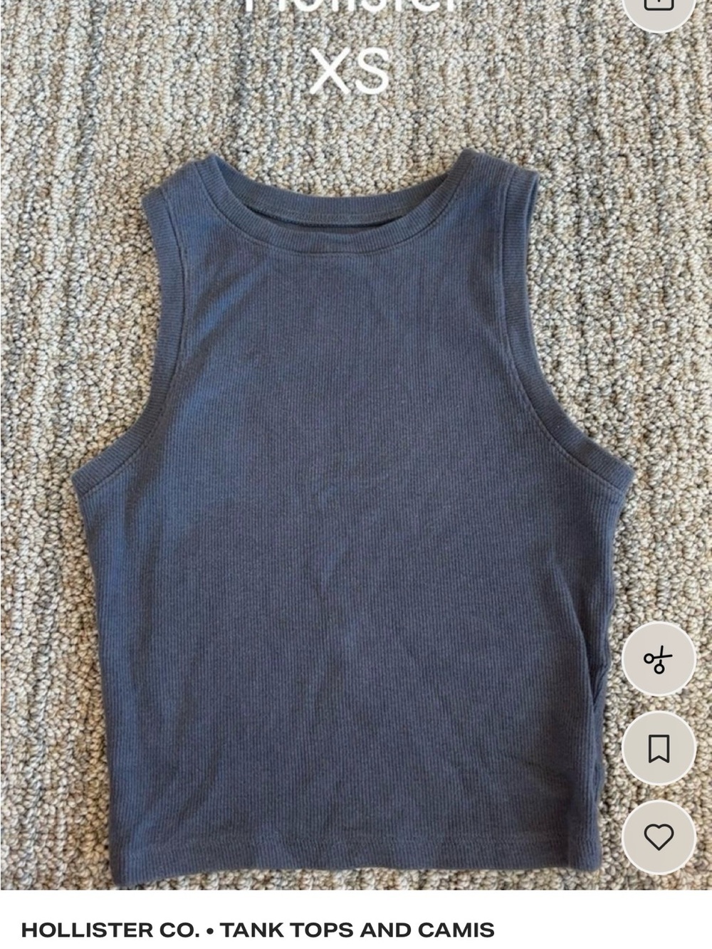 Hollister Girls' Charcoal Ribbed Tank Top